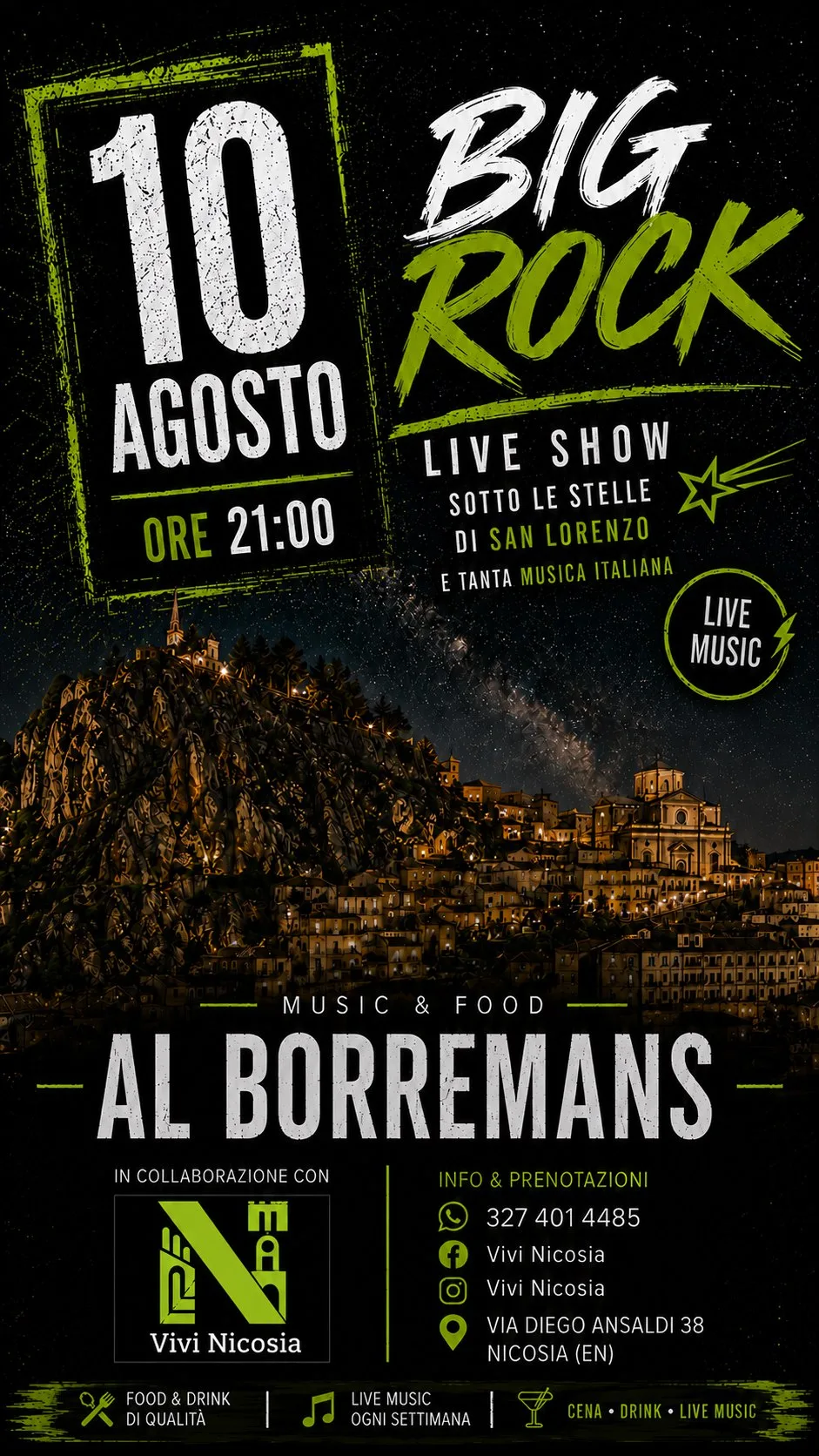 Locandina Big Rock al Borremans — lunedì 10 agosto 2026 ore 21, Nicosia