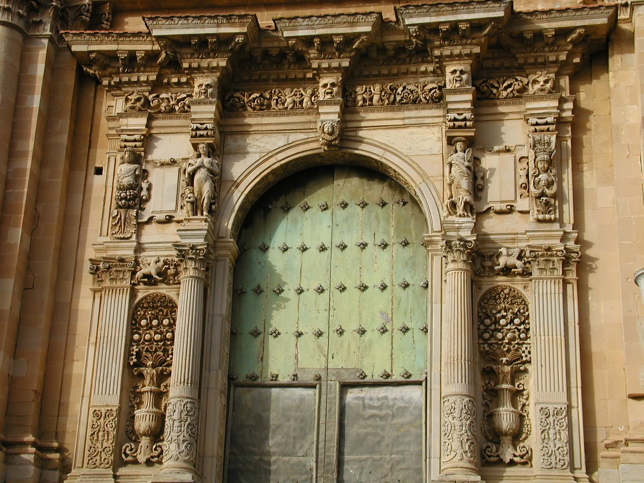 Sculpted Baroque portal of Basilica Santa Maria Maggiore