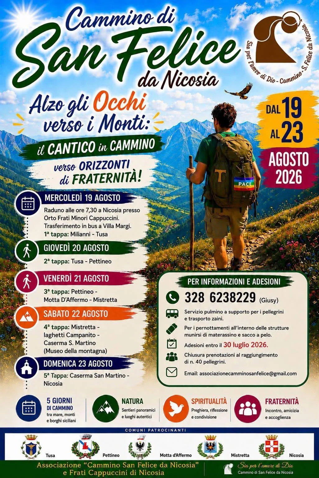 Locandina del Cammino di San Felice da Nicosia, 19-23 agosto 2026