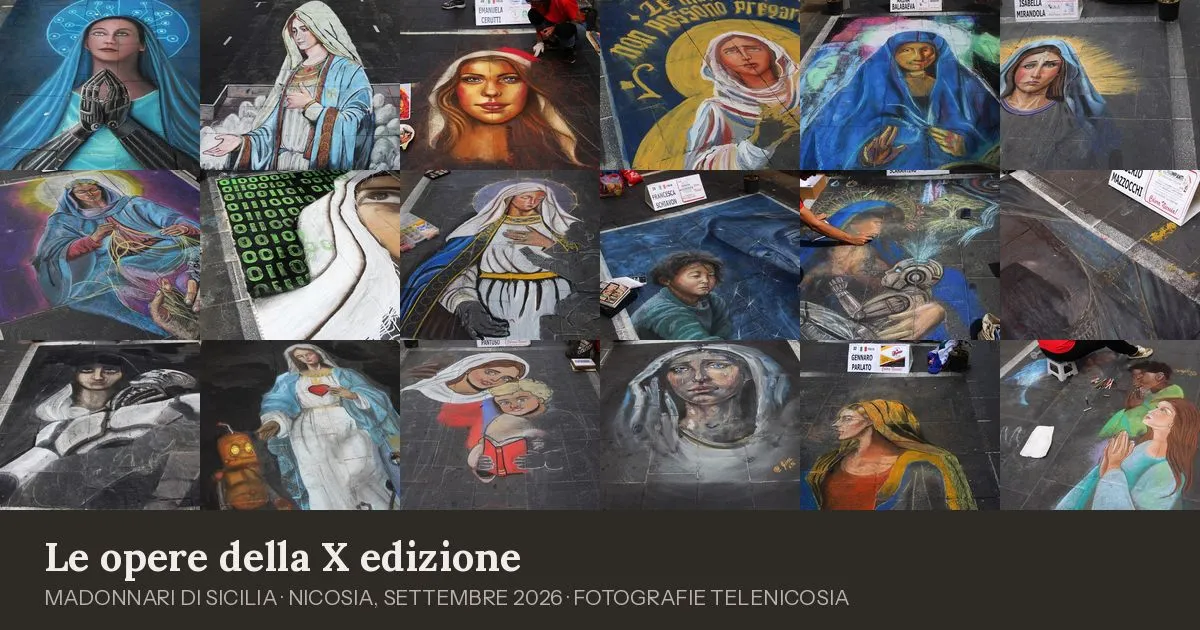 Diciotto delle quaranta opere disegnate con i gessetti sull'asfalto di via Fratelli Testa