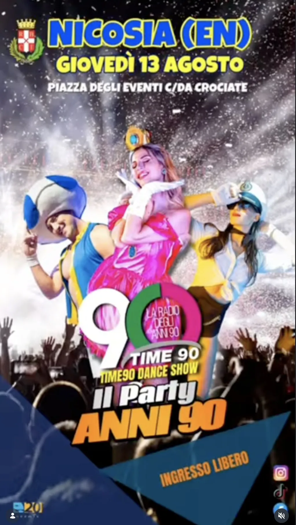 Time 90 Dance Show poster, Thursday 13 August 2026 in Piazza degli Eventi, Nicosia