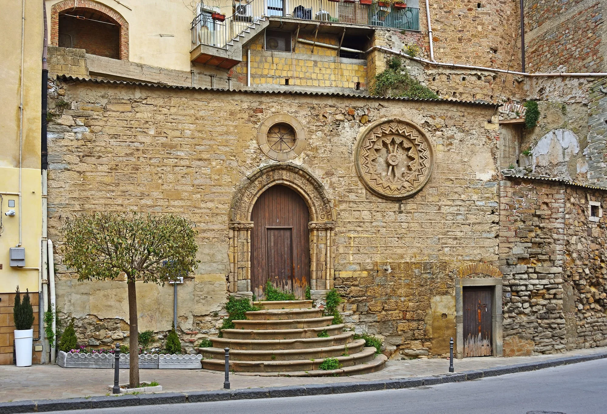 Sculpted portal of an oratory in Nicosia's historic centre