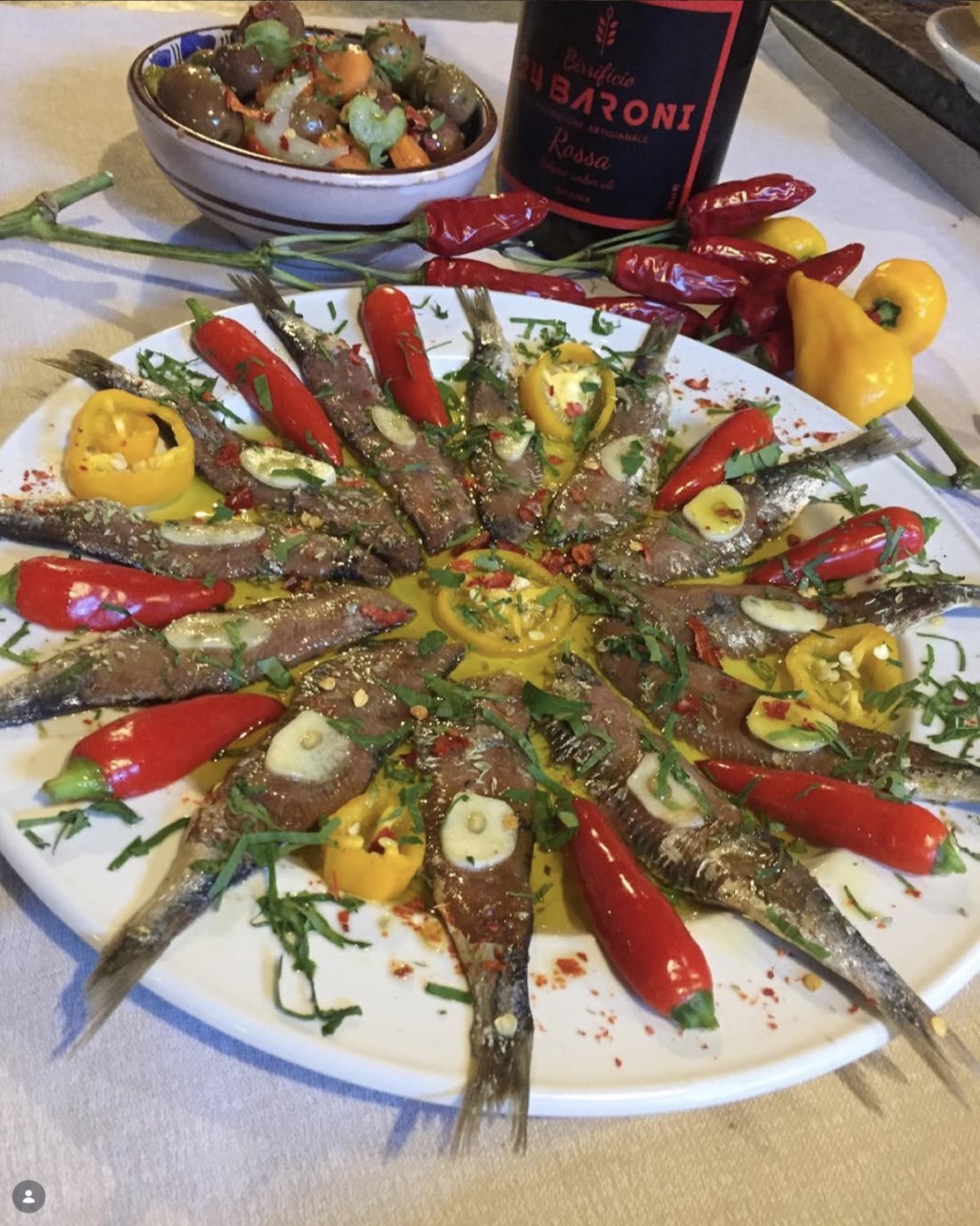 Antipasto di sarde e peperoncini del Ristorante Quadrifoglio